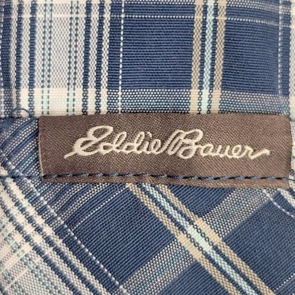 Eddie Bauer Travex Button Down Shirt Men’s Size M Blue Plaid Short Sleeve Hiking - Picture 6 of 11